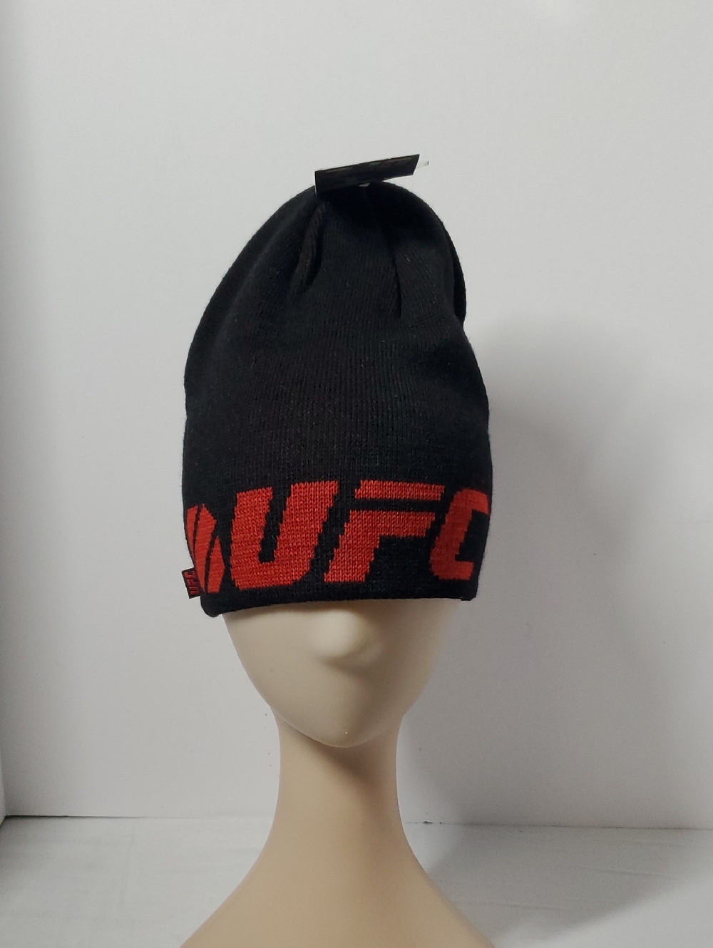 Official UFC Black Knit Beanie with Red Logo Cuff